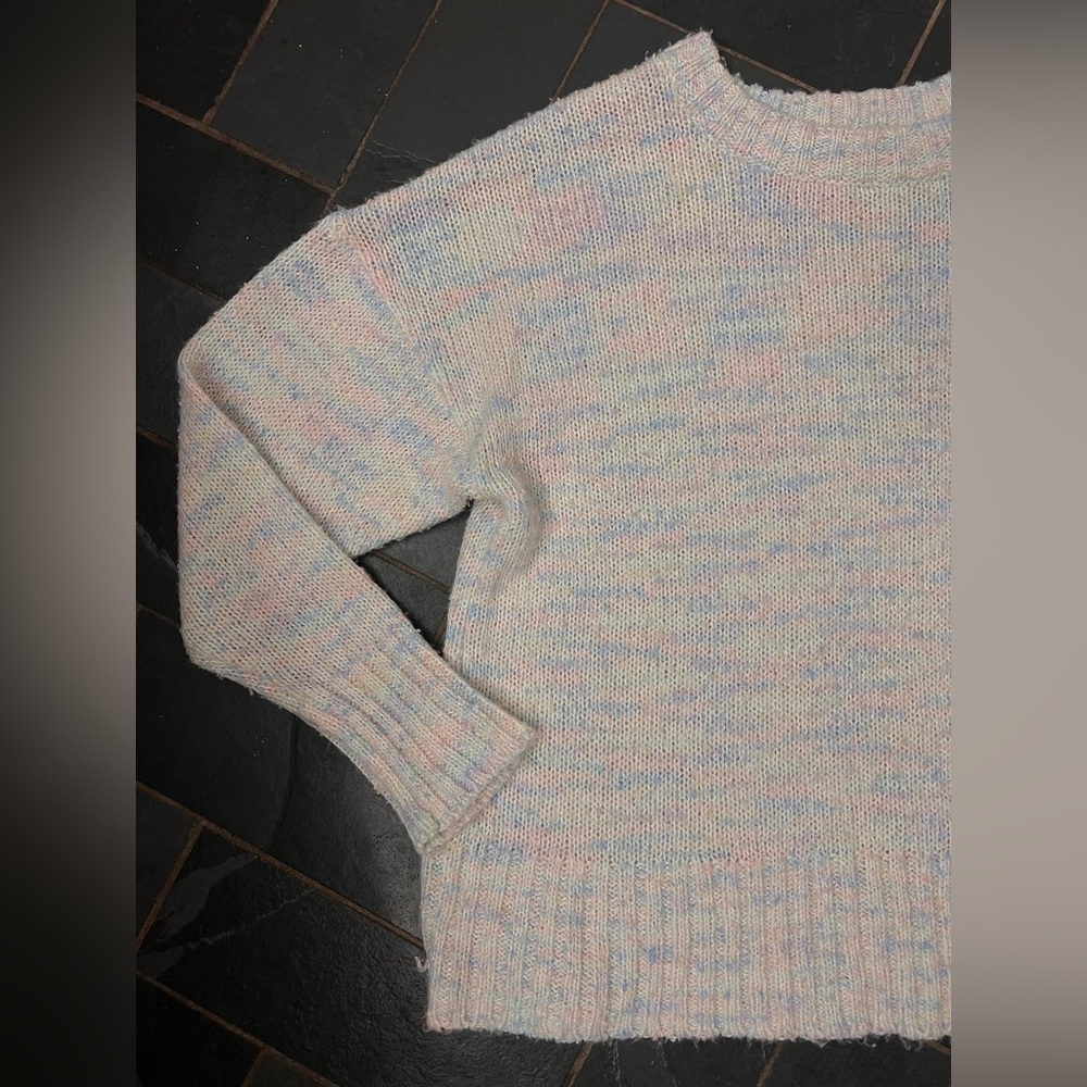 Something navy pastel rainbow heathered sweater size large - Picture 2 of 3